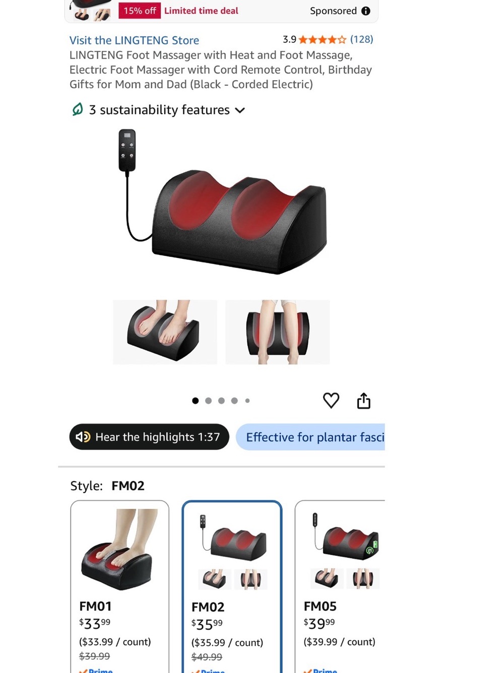 Foot Massager with Remote - Black and gray